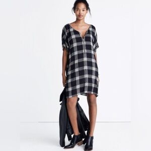 Madewell Zip front Plaid Dress Size L